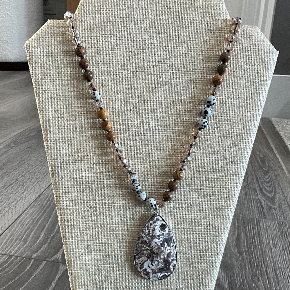 Bohemian “ Rochelle “ Boho Beaded Necklace with Teardrop Pendant R2B